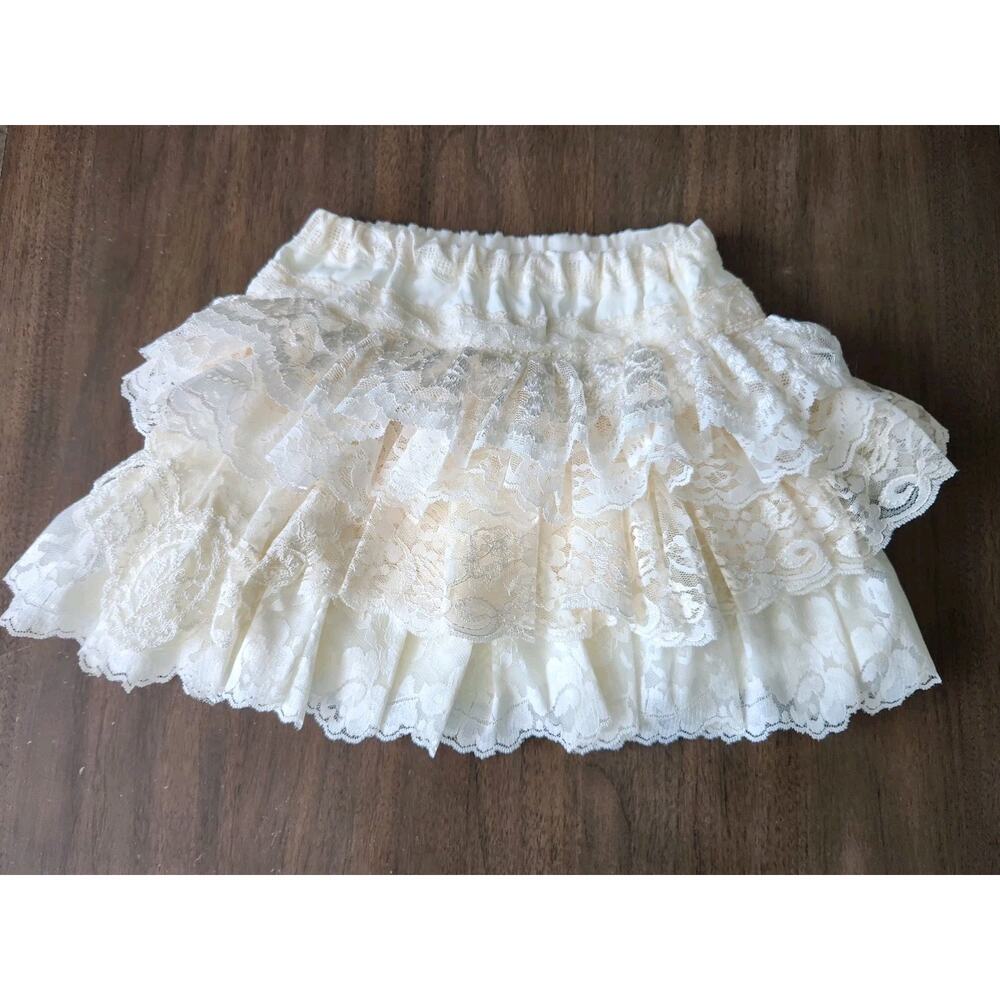 Baby Bonbons French Vintage Inspired Girl's Layered Lace Ivory Tutu Skirt OS